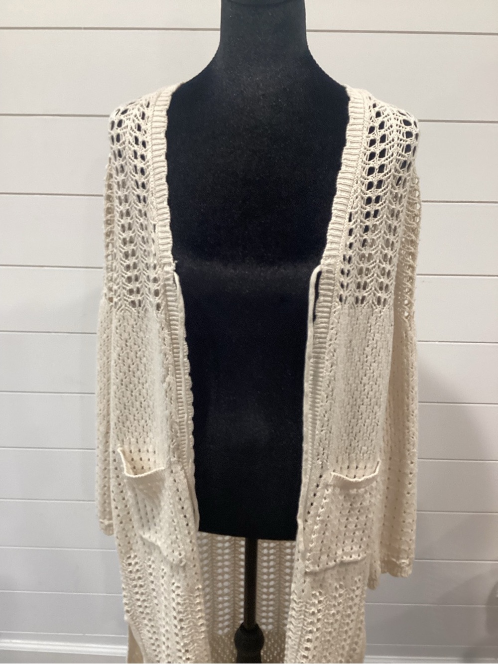 Sincerely Jules Cream Open-Knit Pocket Cardigan